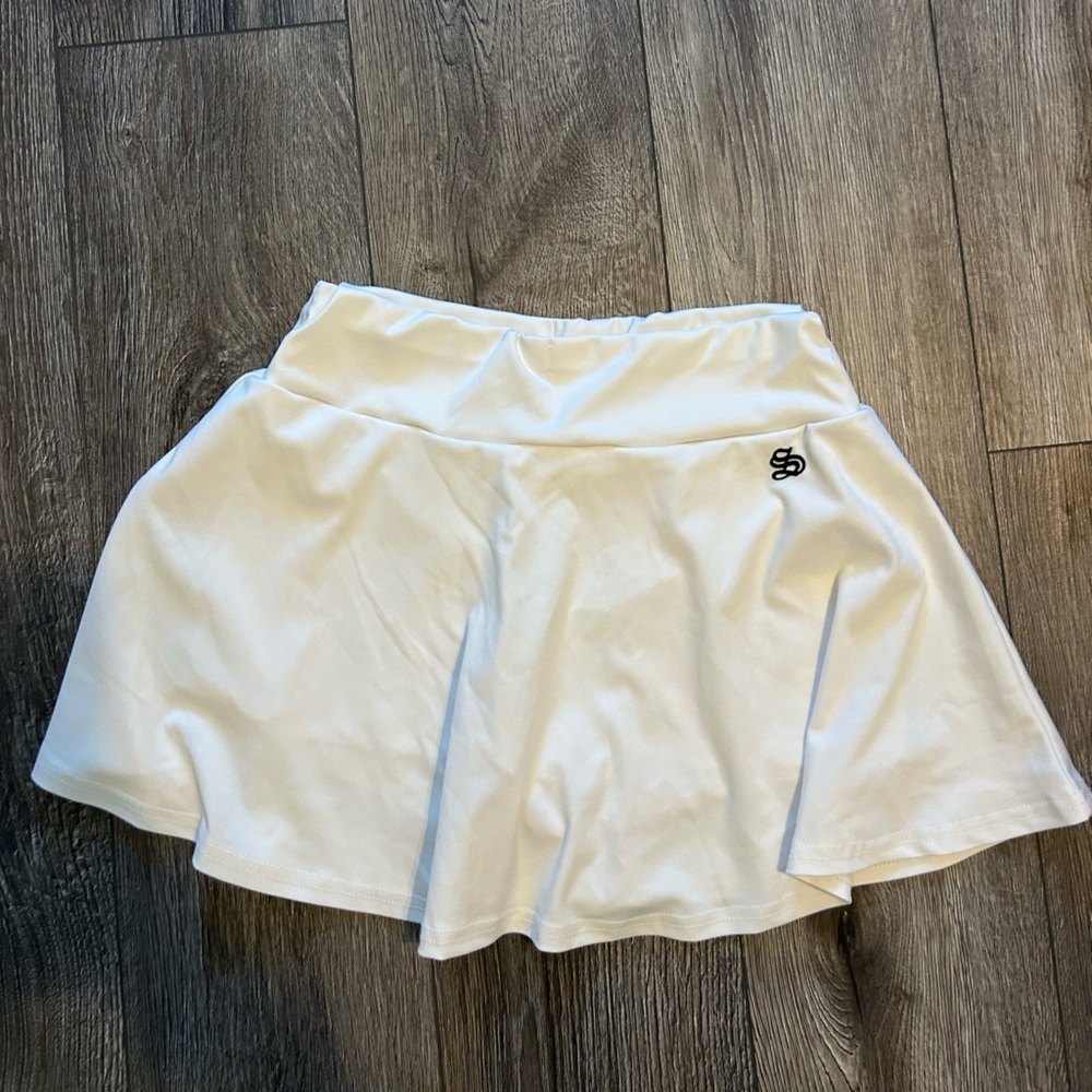 White Athletic tennis Skirt with Logo